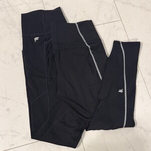 Fabletics Black Leggings with Subtle Gray Details